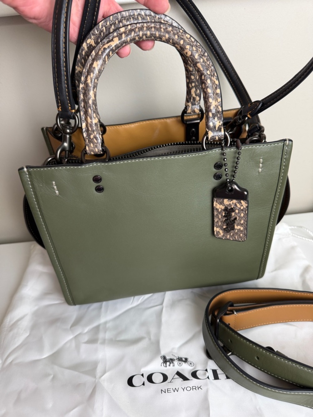 Restored Coach Rouge 25 in Colorblock  with snakeskin details